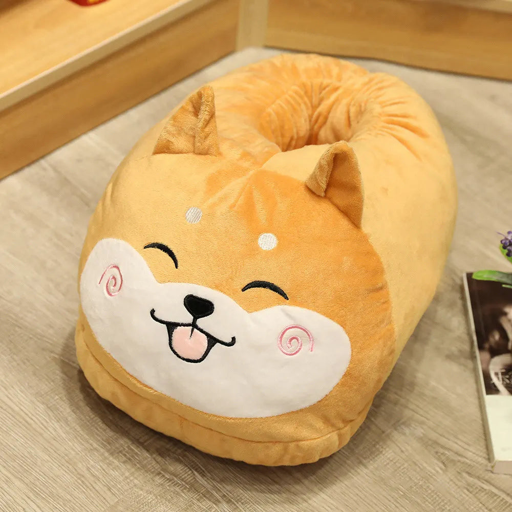 Winter Cartoon Home Big Feet Warm Women Slippers Dinosaur Panda Pig dDog Foot Warmer Adult Shoes Computer