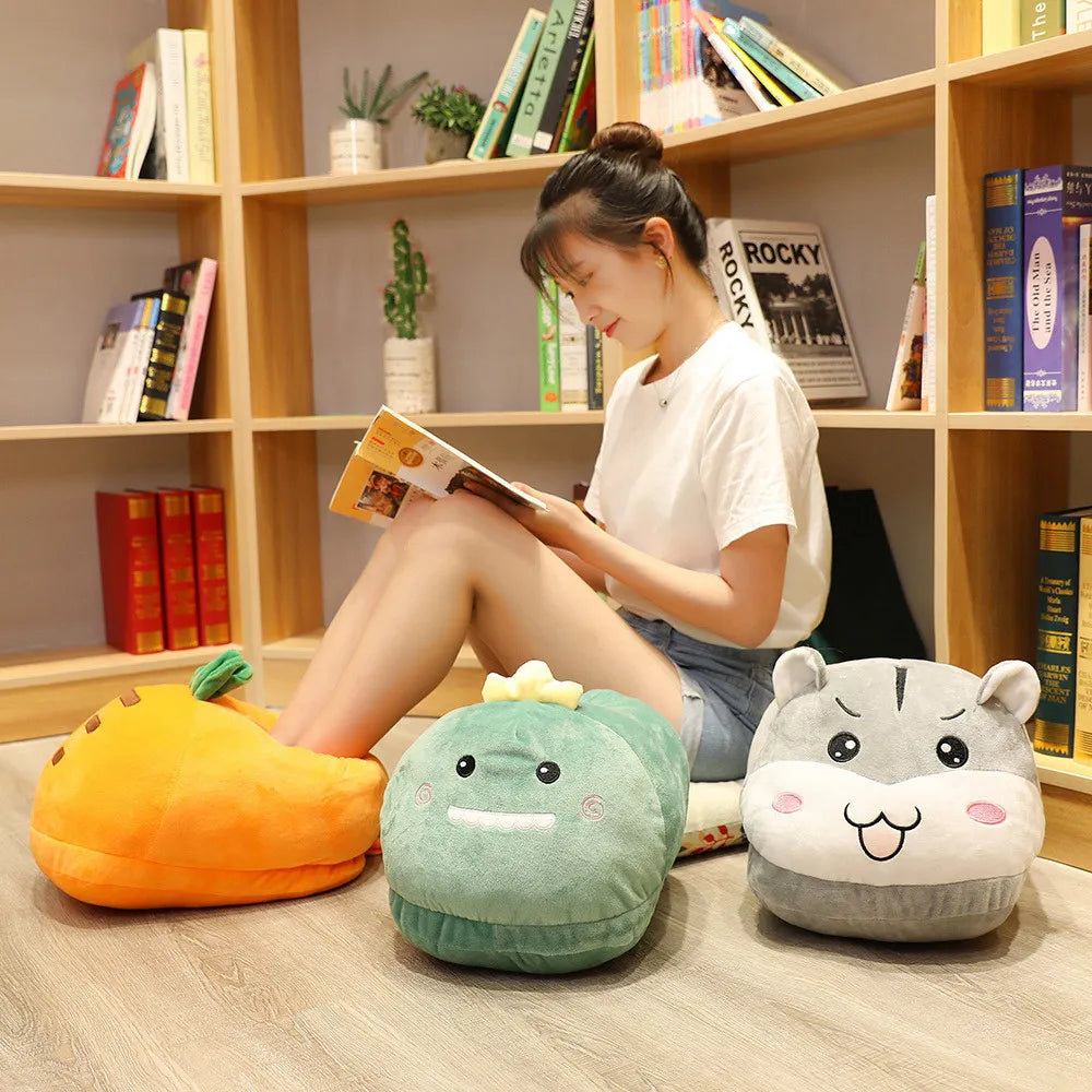 Winter Cartoon Home Big Feet Warm Women Slippers Dinosaur Panda Pig dDog Foot Warmer Adult Shoes Computer