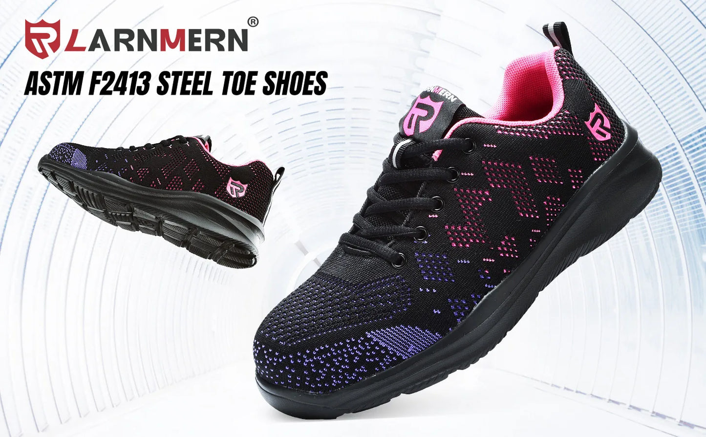 LARNMERN Safety Shoes for Women Anti-puncture Steel Toe Shoes Breathable Non Slip Work Shoes Sneakers