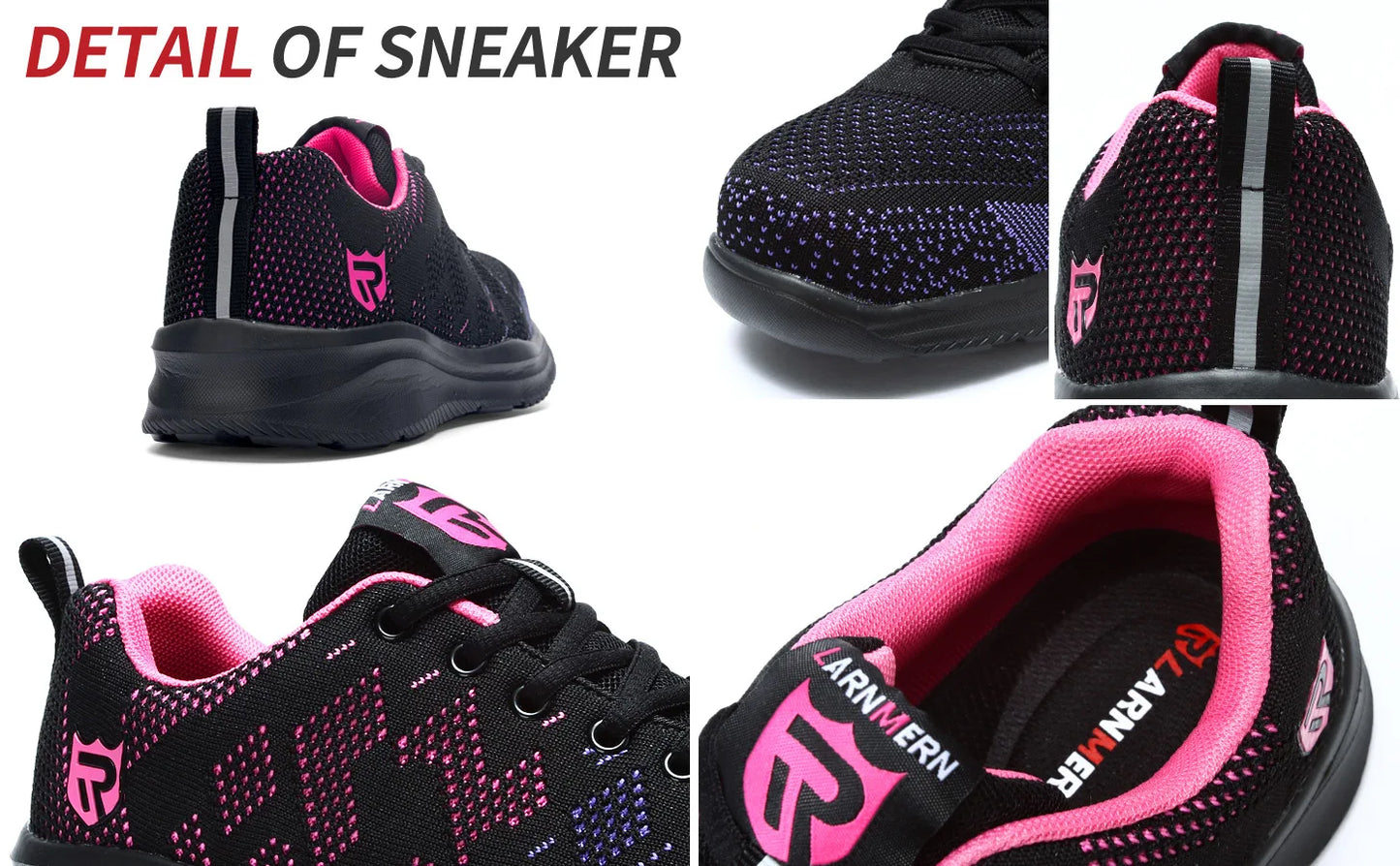 LARNMERN Safety Shoes for Women Anti-puncture Steel Toe Shoes Breathable Non Slip Work Shoes Sneakers