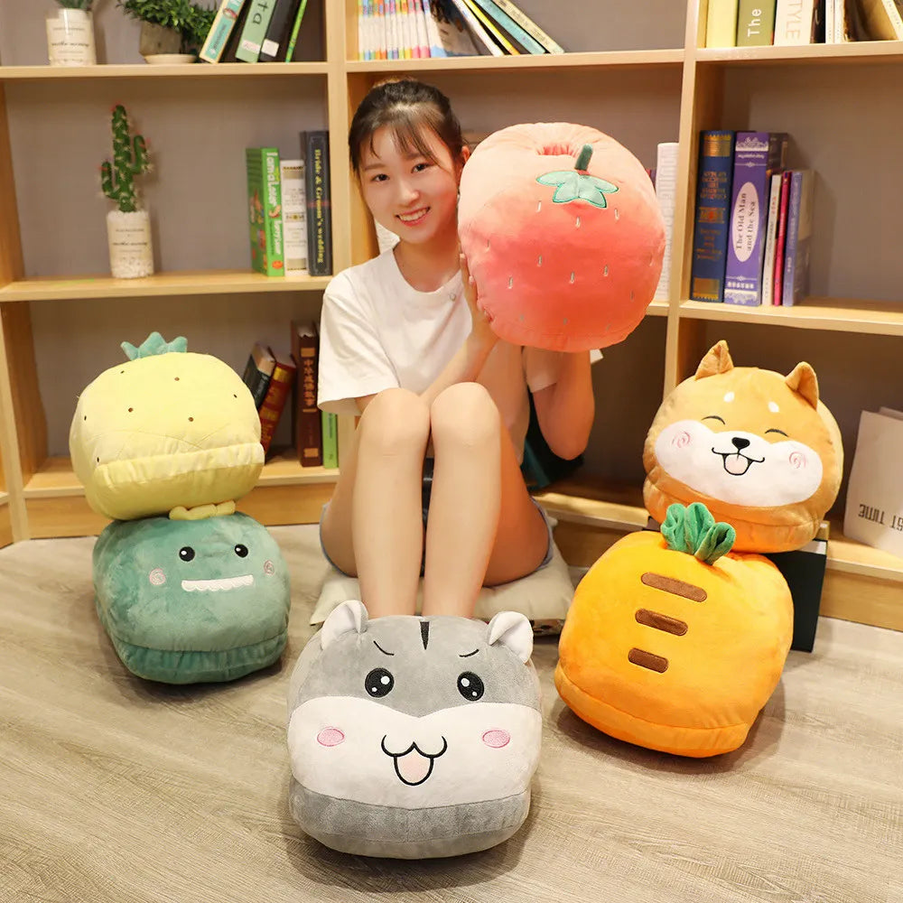 Winter Cartoon Home Big Feet Warm Women Slippers Dinosaur Panda Pig dDog Foot Warmer Adult Shoes Computer