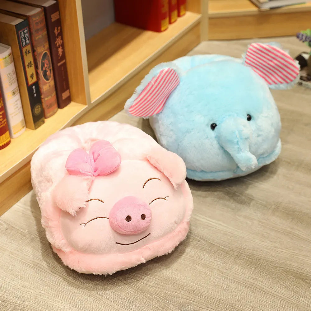 Winter Cartoon Home Big Feet Warm Women Slippers Dinosaur Panda Pig dDog Foot Warmer Adult Shoes Computer