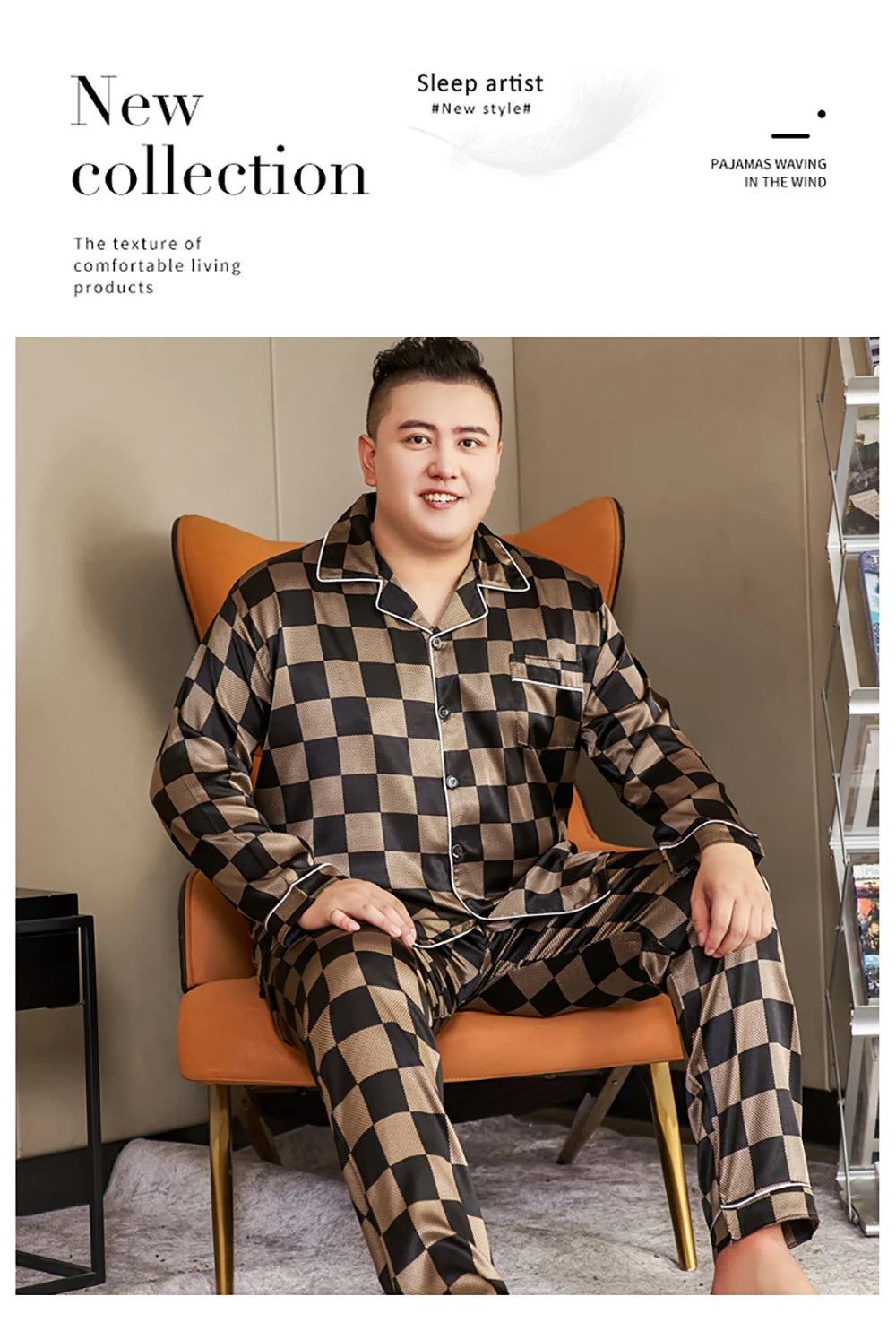 Pijamale mari dimensiuni pentru bărbați 165 kg primăvară vară matase de gheață satin pijama cool pentru bărbați set casual lejer de lux cu imprimeu pijama