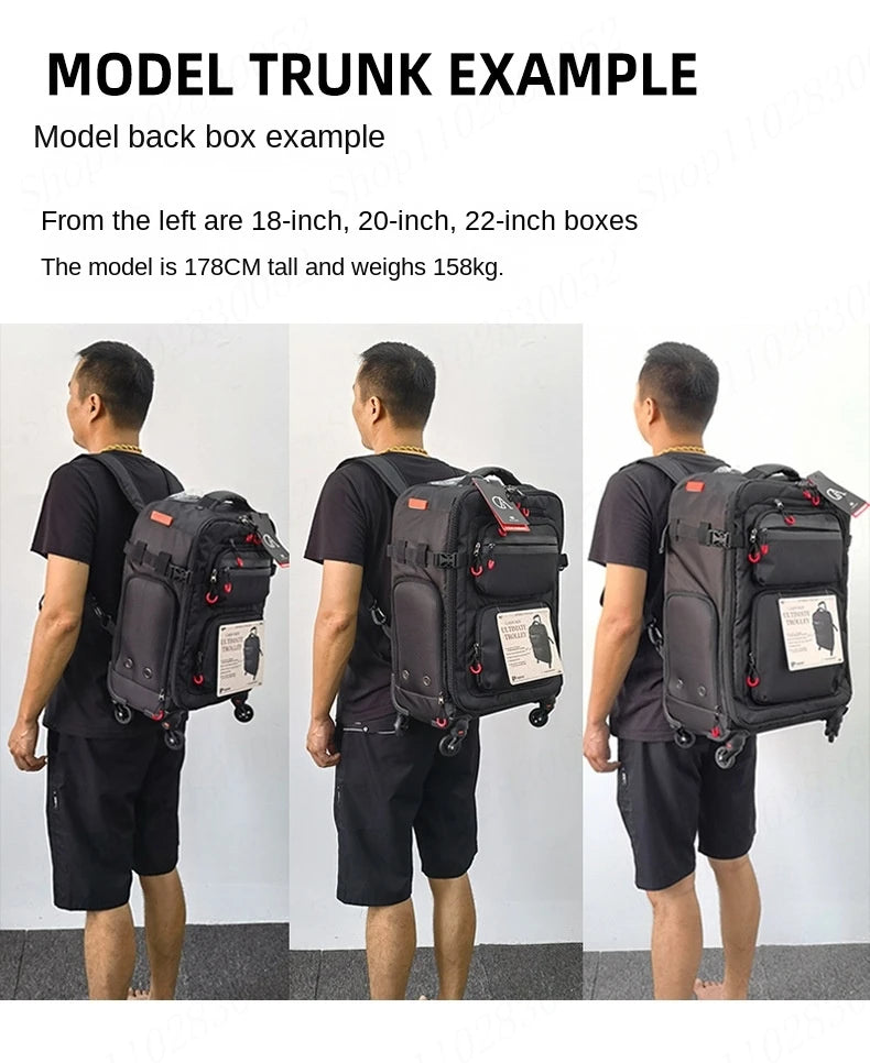 Wheeled Backpack Black Suitcase Oxford Trolley Bag Lightweight Luggage Cabin Male 18" 20" 24" Backpacks Waterproof Travel Bags