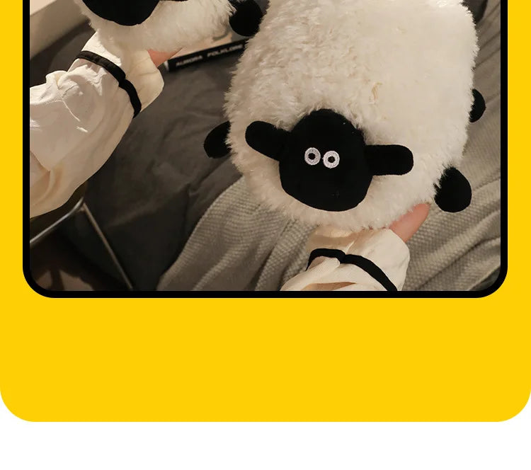 Winter funny beige white sheep slippers girls gift flurry slides women floor design slippers 2023 new arrival