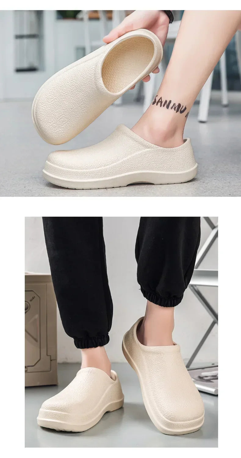 Waterproof Oilproof Men Chef Shoes Lightweight Casual Slippers Doctor Nurse Shoes Fashion Eva Garden Sandals Beach Aqua Shoes