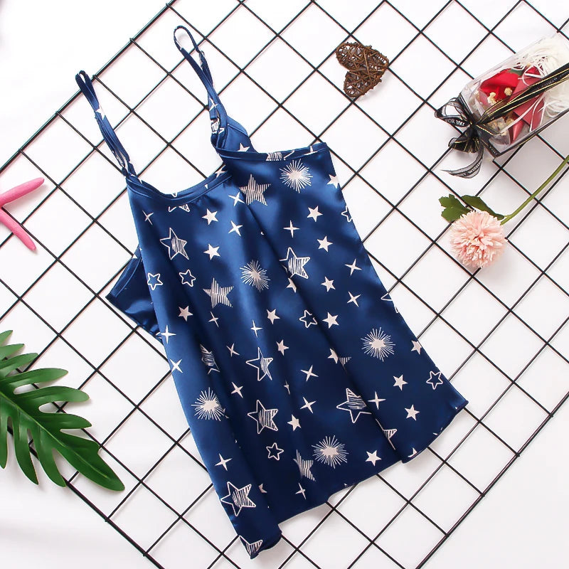 Pijama Satin Mătase Dantela Cami Vest Pantaloni scurți Lenjerie Set pijamale Vară Femei Seturi Pijamale Set două piese Pijama pentru femei