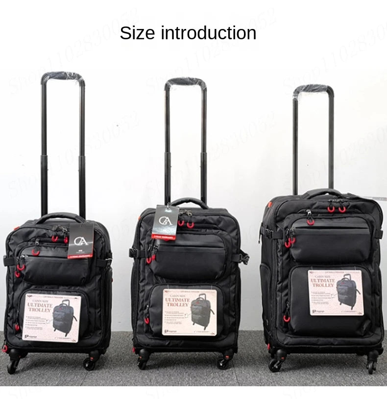 Wheeled Backpack Black Suitcase Oxford Trolley Bag Lightweight Luggage Cabin Male 18" 20" 24" Backpacks Waterproof Travel Bags