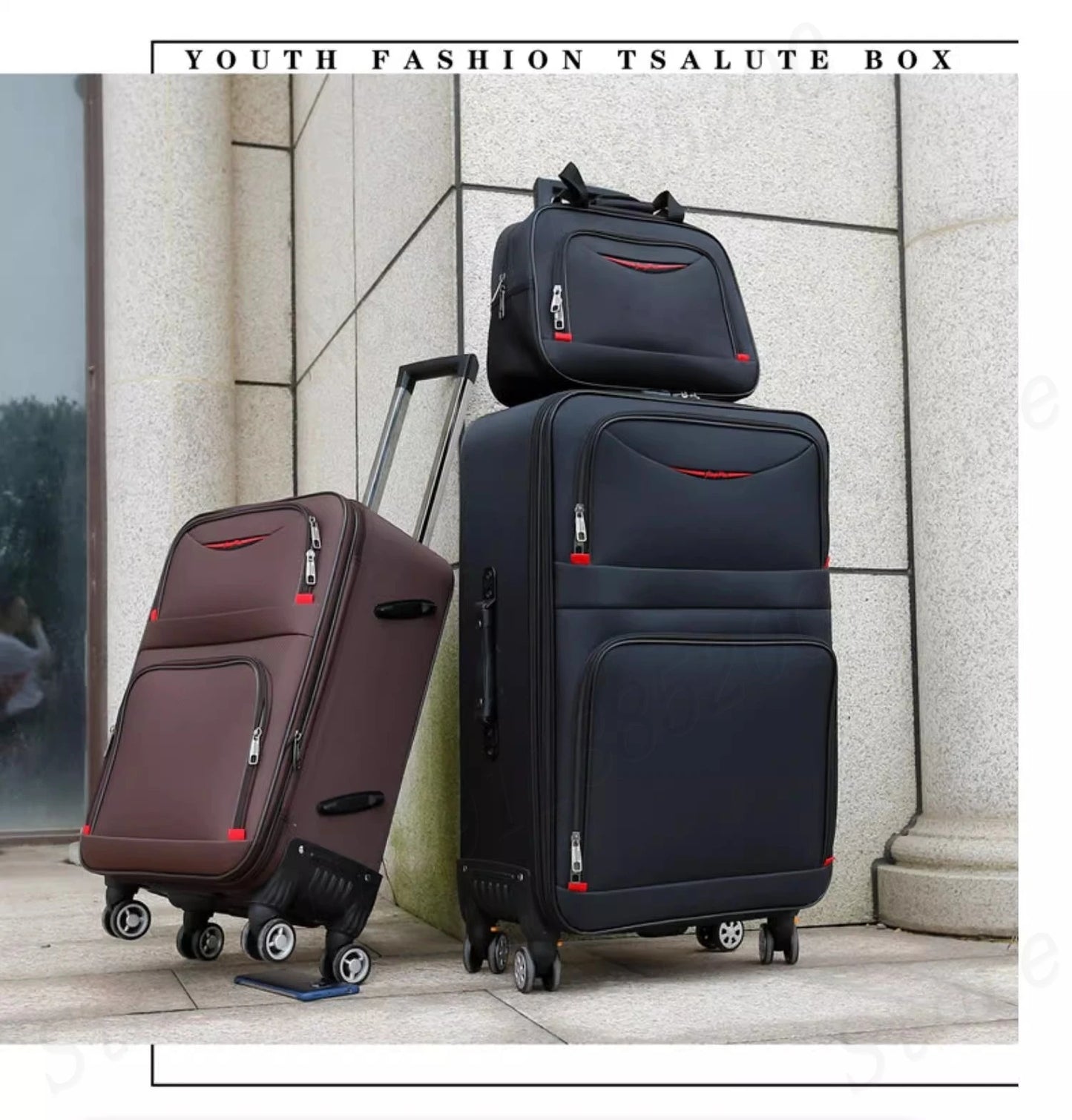 Set de troler de mare capacitate, carucior pentru studenti, rezistent la apa, roata detasabila, stofa Oxford, valiza de cabina cu blocare cu combinatie