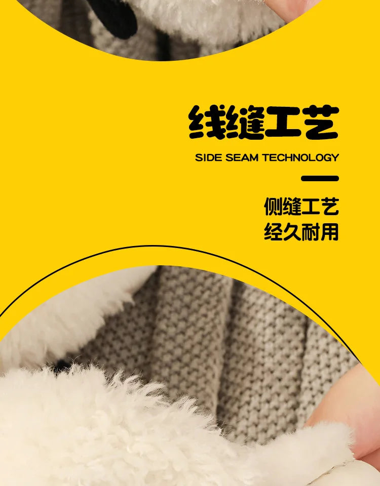 Winter funny beige white sheep slippers girls gift flurry slides women floor design slippers 2023 new arrival