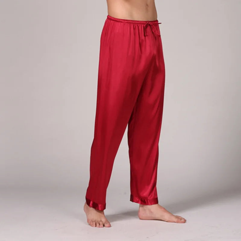 Pijamale bărbați 2 buc. Set de lenjerie de dormit primăvară toamnă pantaloni cu mâneci lungi costum pijama largi imprimeu satin de mătase îmbrăcăminte de lounge