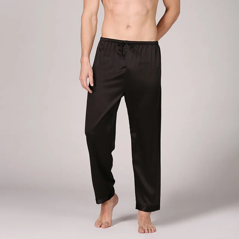 Pijamale bărbați 2 buc. Set de lenjerie de dormit primăvară toamnă pantaloni cu mâneci lungi costum pijama largi imprimeu satin de mătase îmbrăcăminte de lounge