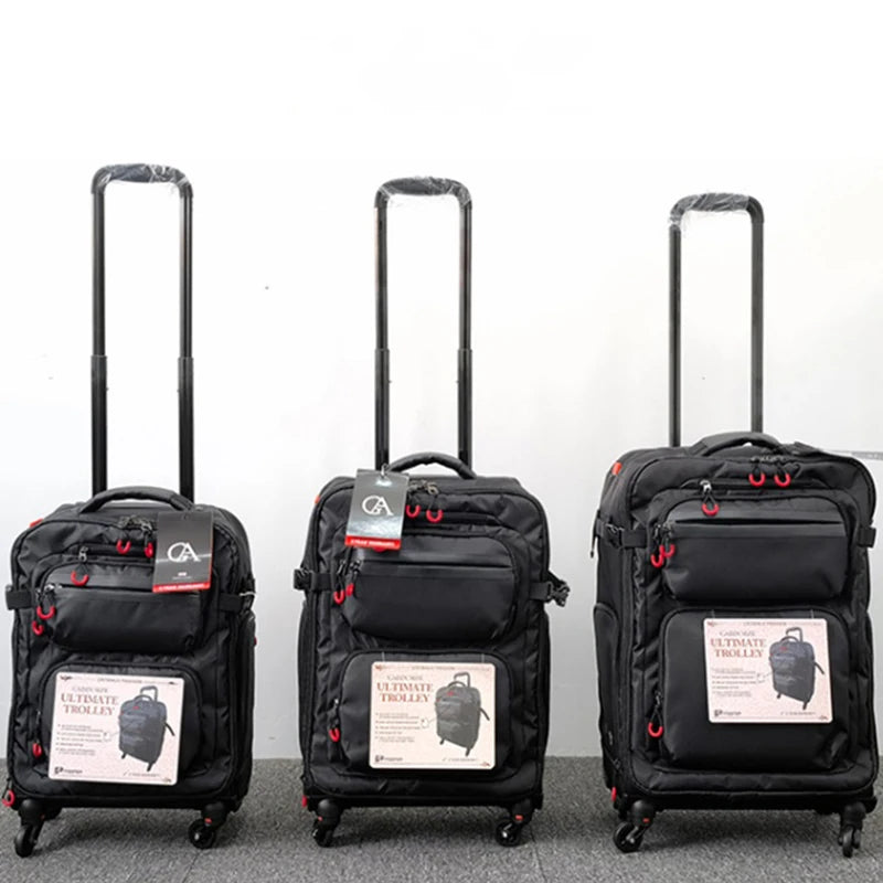 Wheeled Backpack Black Suitcase Oxford Trolley Bag Lightweight Luggage Cabin Male 18" 20" 24" Backpacks Waterproof Travel Bags