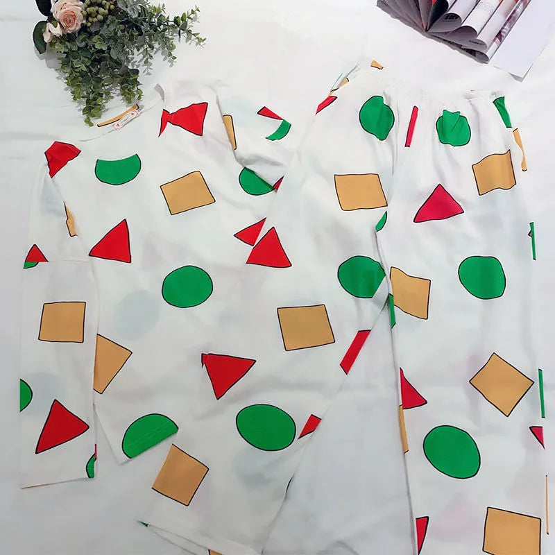 Pijama bărbat Sinchan Bumbac de primăvară Pantaloni cu mâneci lungi Seturi de pijamale japoneze pentru cupluri Lenjerie de dormit pentru bărbați și femei