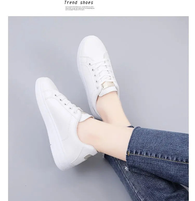 Women Casual Shoes New Spring Fashion Embroidered White Breathable Flower Lace-Up Sneakers 2023