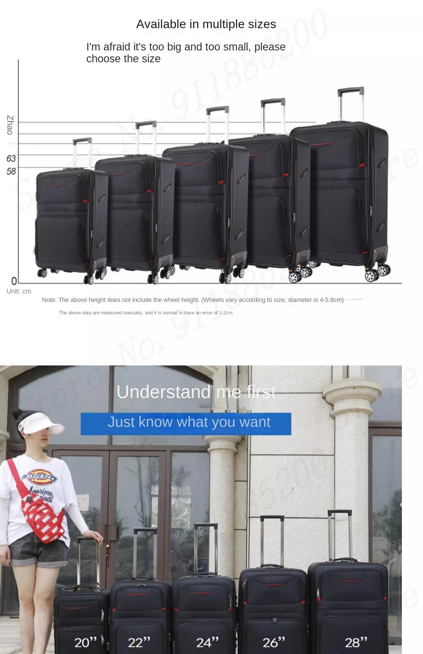 Set de troler de mare capacitate, carucior pentru studenti, rezistent la apa, roata detasabila, stofa Oxford, valiza de cabina cu blocare cu combinatie