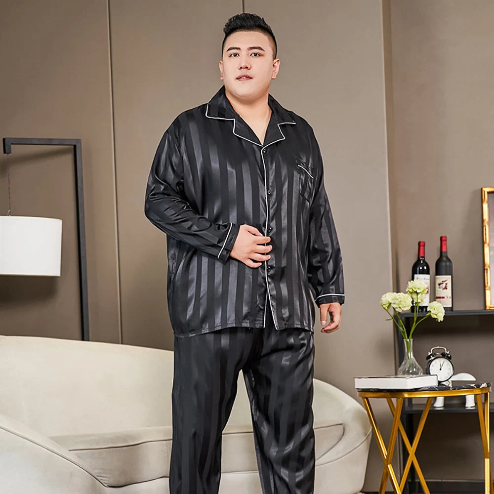 Pijamale mari dimensiuni pentru bărbați 165 kg primăvară vară matase de gheață satin pijama cool pentru bărbați set casual lejer de lux cu imprimeu pijama