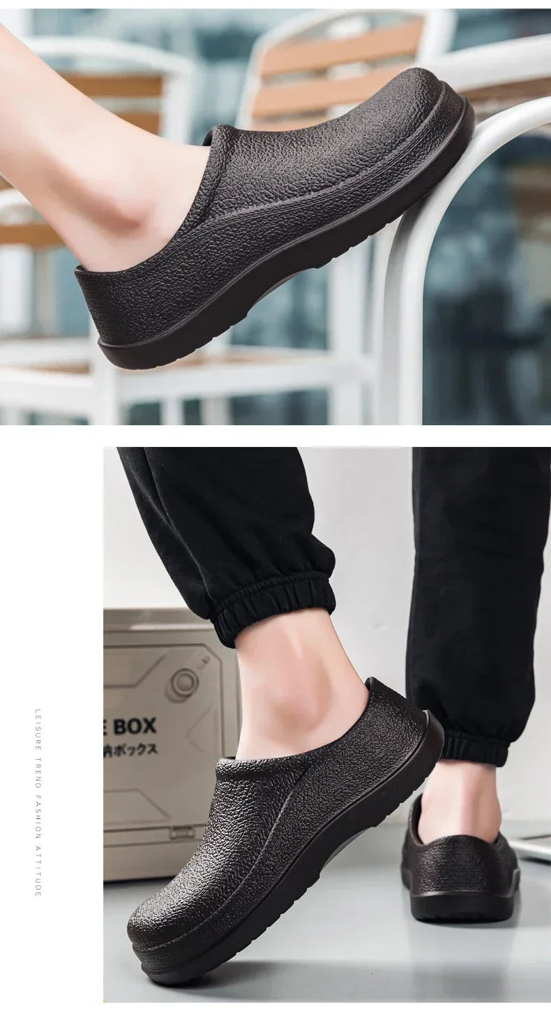 Waterproof Oilproof Men Chef Shoes Lightweight Casual Slippers Doctor Nurse Shoes Fashion Eva Garden Sandals Beach Aqua Shoes