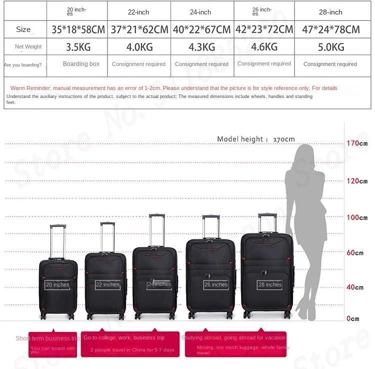 Set de troler de mare capacitate, carucior pentru studenti, rezistent la apa, roata detasabila, stofa Oxford, valiza de cabina cu blocare cu combinatie