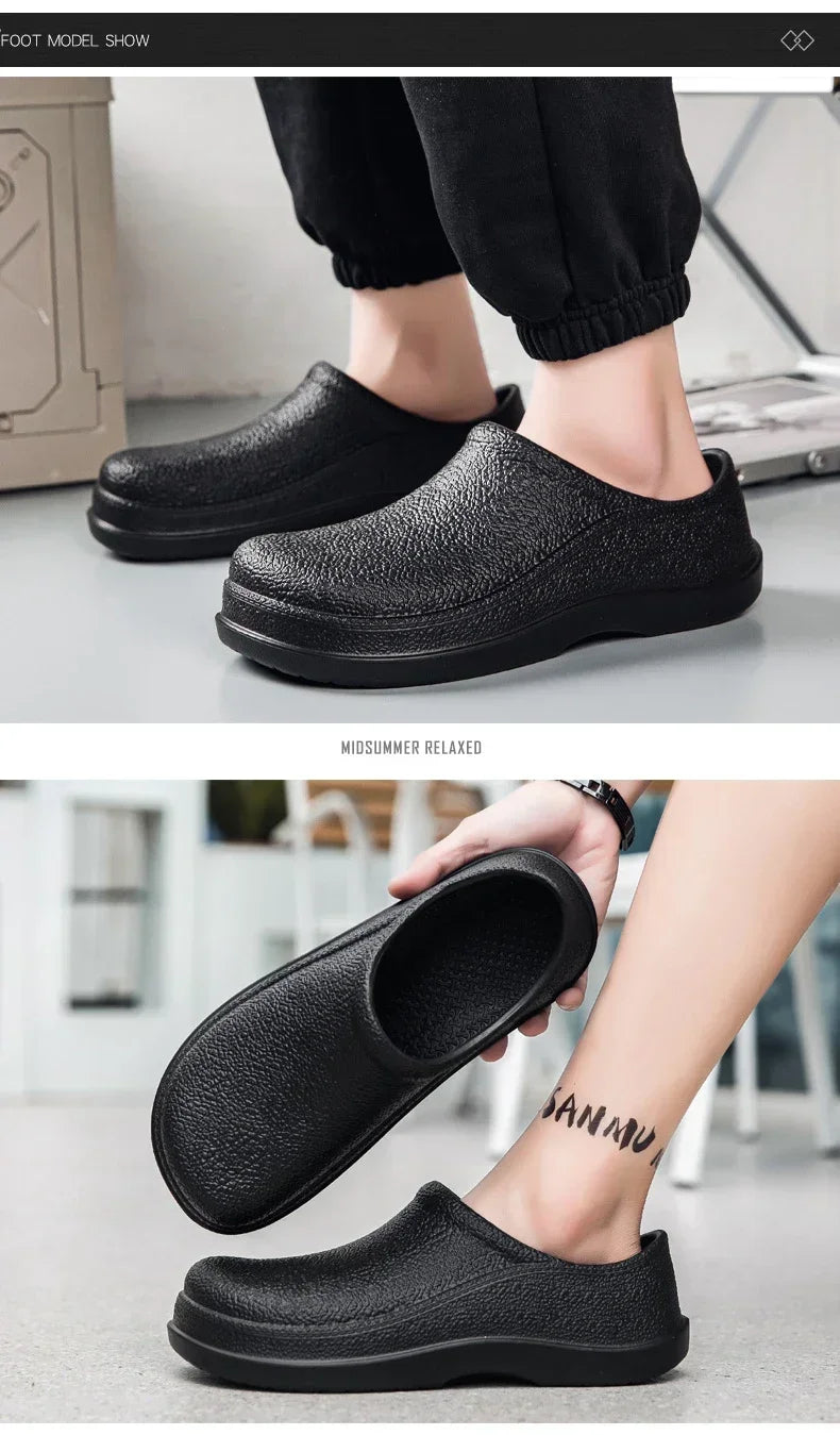 Waterproof Oilproof Men Chef Shoes Lightweight Casual Slippers Doctor Nurse Shoes Fashion Eva Garden Sandals Beach Aqua Shoes