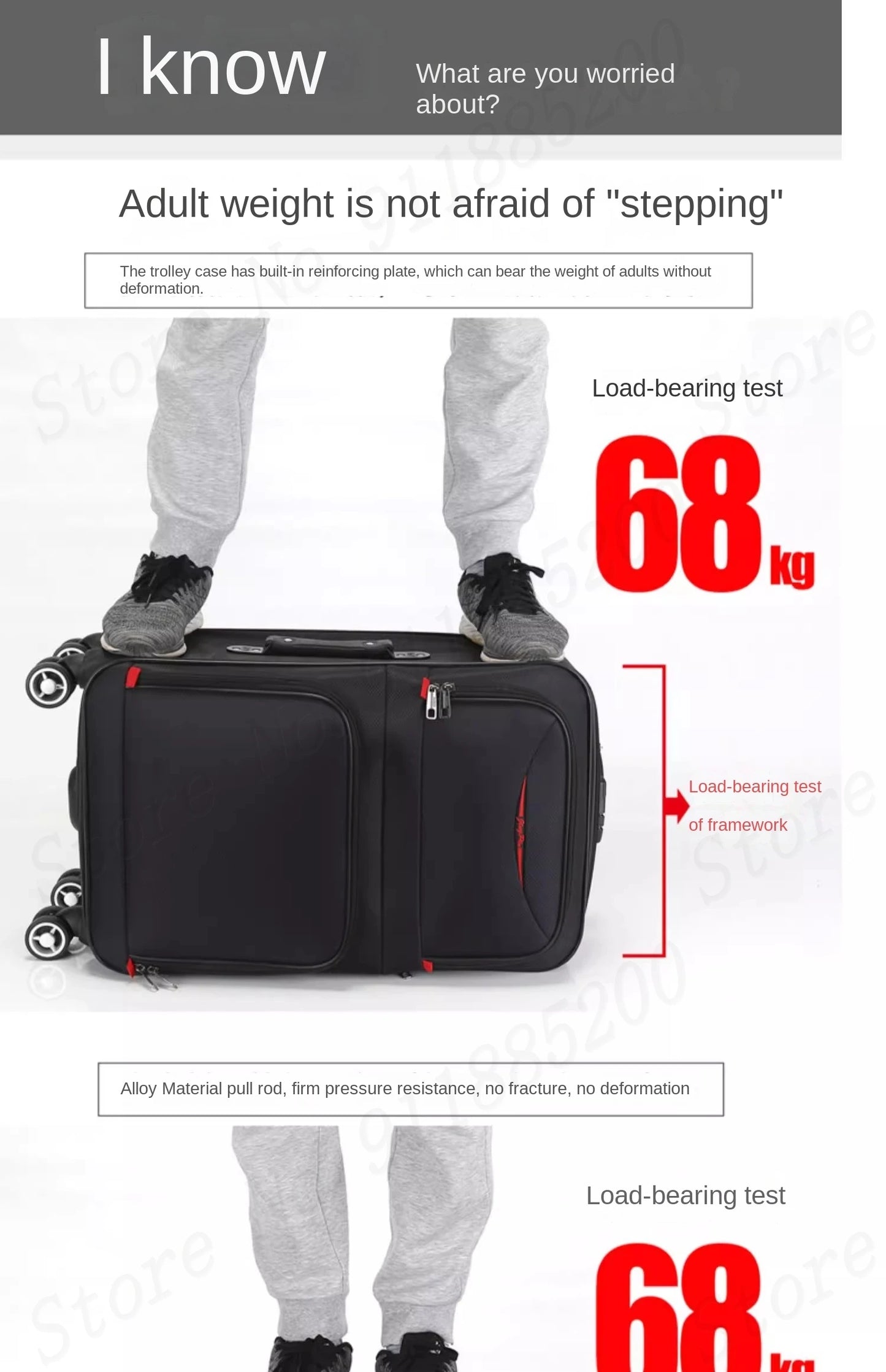 Set de troler de mare capacitate, carucior pentru studenti, rezistent la apa, roata detasabila, stofa Oxford, valiza de cabina cu blocare cu combinatie