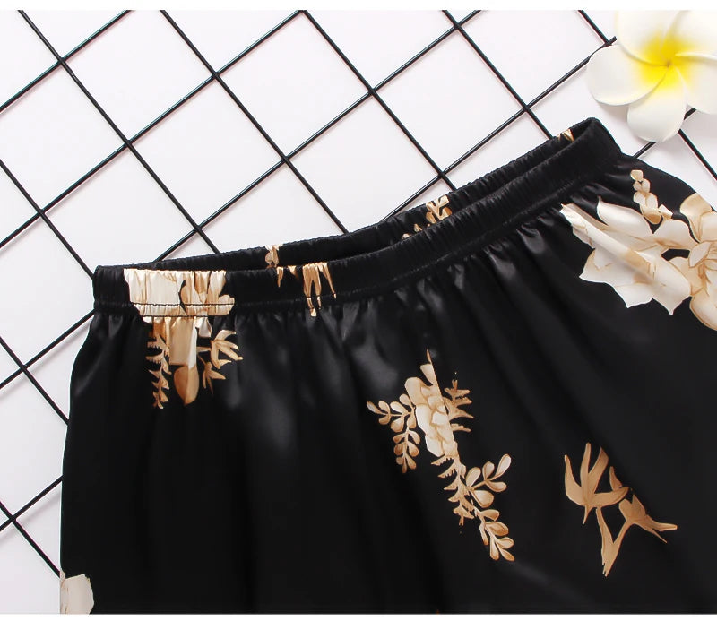 Pijama Satin Mătase Dantela Cami Vest Pantaloni scurți Lenjerie Set pijamale Vară Femei Seturi Pijamale Set două piese Pijama pentru femei