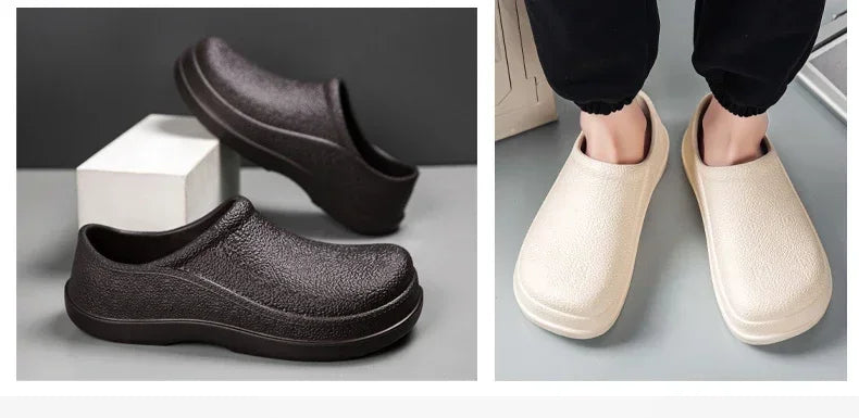 Waterproof Oilproof Men Chef Shoes Lightweight Casual Slippers Doctor Nurse Shoes Fashion Eva Garden Sandals Beach Aqua Shoes