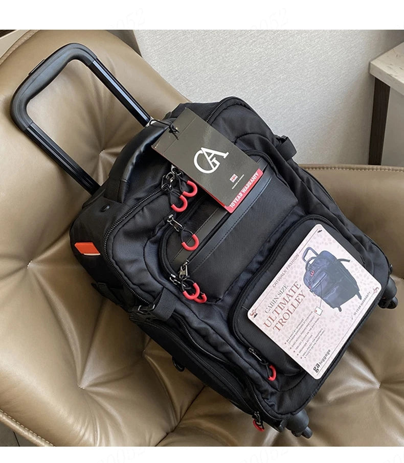 Wheeled Backpack Black Suitcase Oxford Trolley Bag Lightweight Luggage Cabin Male 18" 20" 24" Backpacks Waterproof Travel Bags