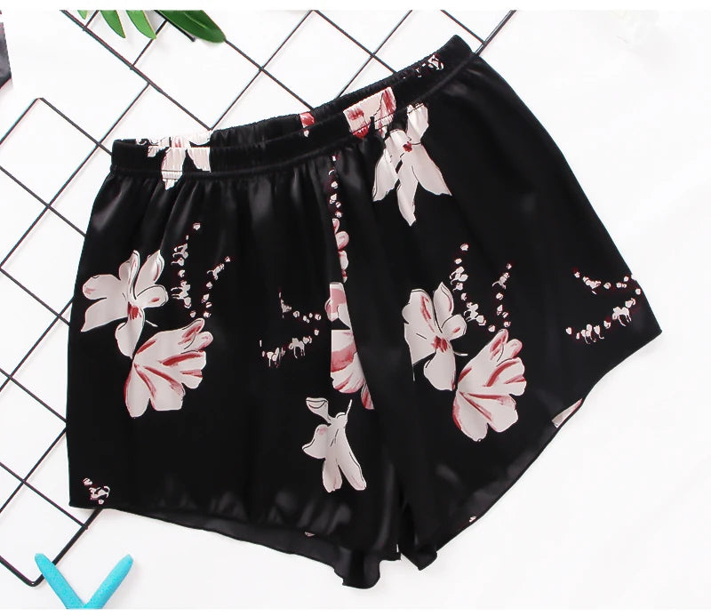 Pijama Satin Mătase Dantela Cami Vest Pantaloni scurți Lenjerie Set pijamale Vară Femei Seturi Pijamale Set două piese Pijama pentru femei