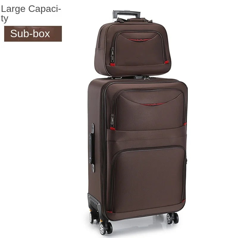 Set de troler de mare capacitate, carucior pentru studenti, rezistent la apa, roata detasabila, stofa Oxford, valiza de cabina cu blocare cu combinatie