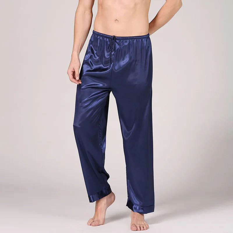 Pijamale bărbați 2 buc. Set de lenjerie de dormit primăvară toamnă pantaloni cu mâneci lungi costum pijama largi imprimeu satin de mătase îmbrăcăminte de lounge