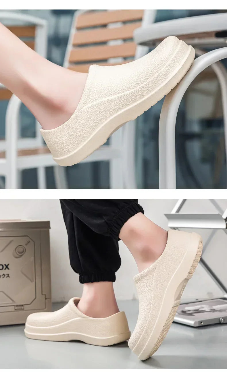 Waterproof Oilproof Men Chef Shoes Lightweight Casual Slippers Doctor Nurse Shoes Fashion Eva Garden Sandals Beach Aqua Shoes