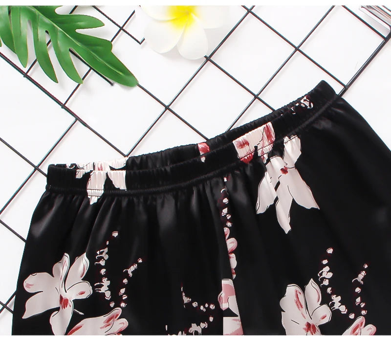 Pijama Satin Mătase Dantela Cami Vest Pantaloni scurți Lenjerie Set pijamale Vară Femei Seturi Pijamale Set două piese Pijama pentru femei