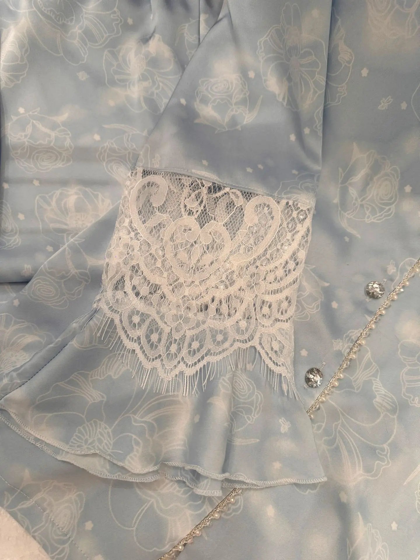 Pijamale de lux din satin de mătase pentru femei Set de 2 bucăți Set de dantelă de mărgele de modă Îmbrăcăminte pentru acasă Costume de pantaloni de primăvară Nouă îmbrăcăminte de salon liber