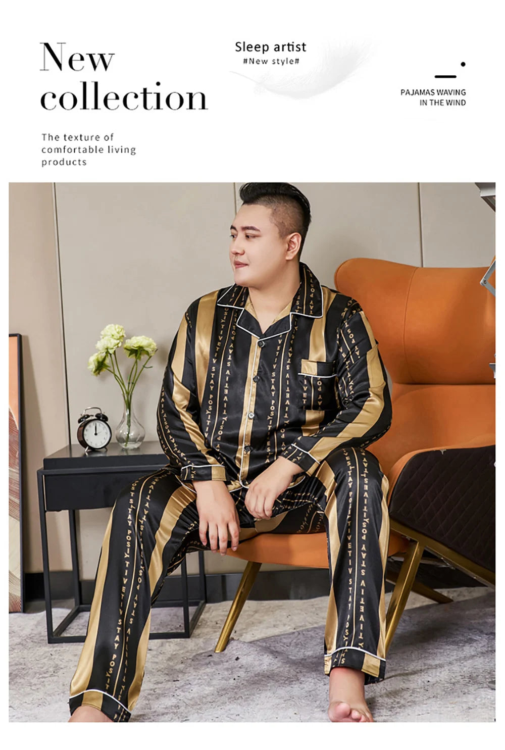 Pijamale mari dimensiuni pentru bărbați 165 kg primăvară vară matase de gheață satin pijama cool pentru bărbați set casual lejer de lux cu imprimeu pijama