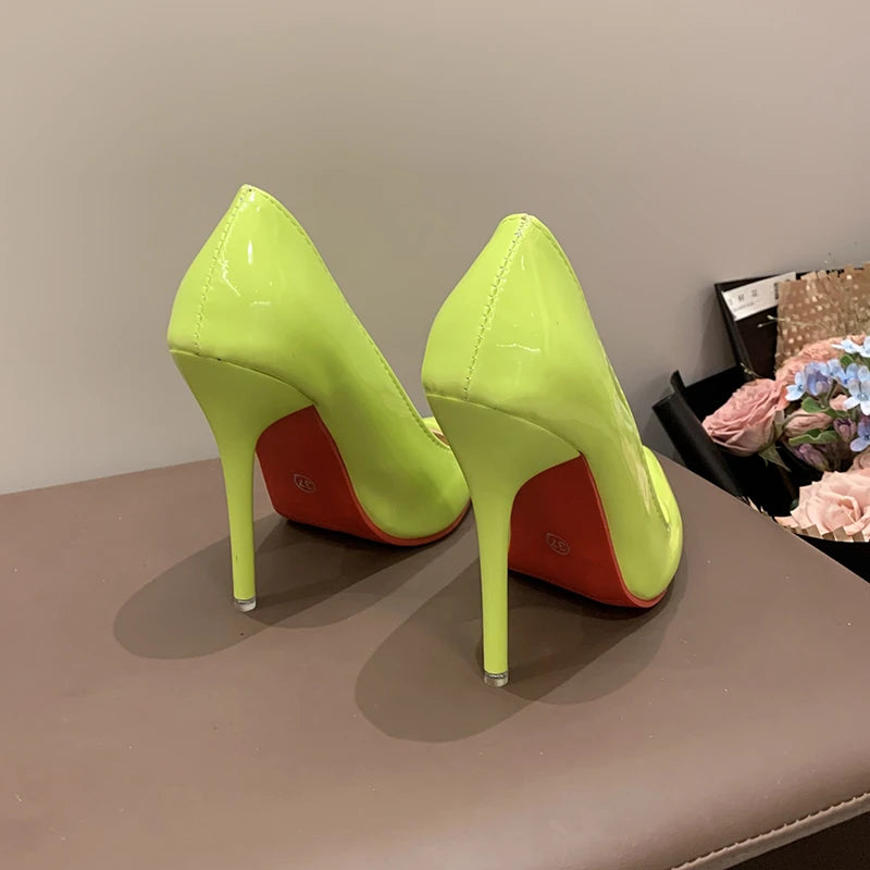 Women Pumps 2024 New Soft Leather High Heels Shoes for Women Fashion Pointed Toe Slip on Candy Colors Wedding High Heels Women