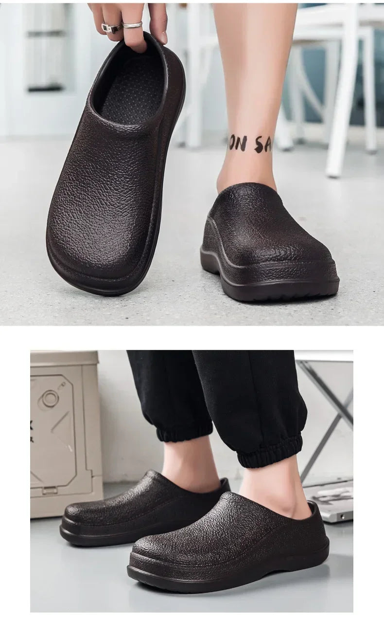 Waterproof Oilproof Men Chef Shoes Lightweight Casual Slippers Doctor Nurse Shoes Fashion Eva Garden Sandals Beach Aqua Shoes