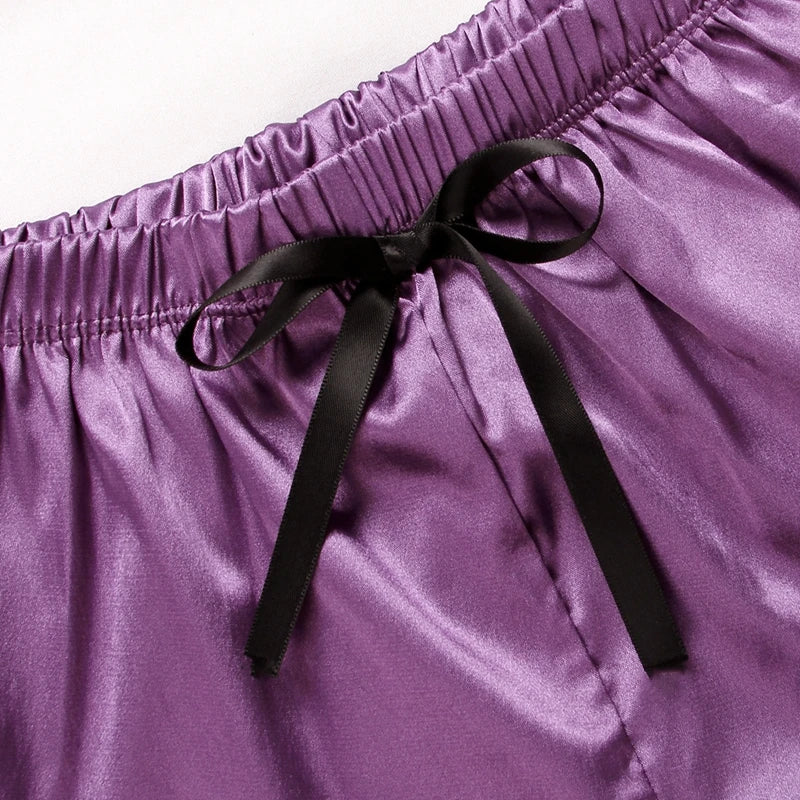 Pijama Satin Mătase Dantela Cami Vest Pantaloni scurți Lenjerie Set pijamale Vară Femei Seturi Pijamale Set două piese Pijama pentru femei