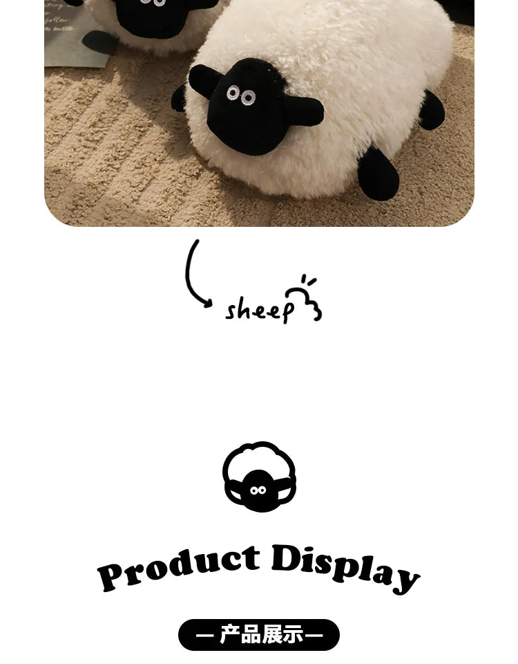 Winter funny beige white sheep slippers girls gift flurry slides women floor design slippers 2023 new arrival