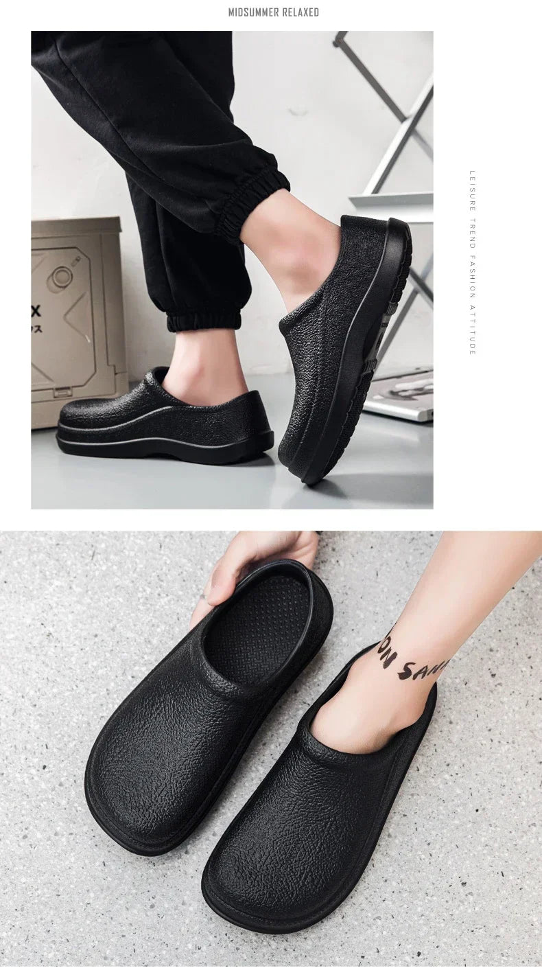 Waterproof Oilproof Men Chef Shoes Lightweight Casual Slippers Doctor Nurse Shoes Fashion Eva Garden Sandals Beach Aqua Shoes