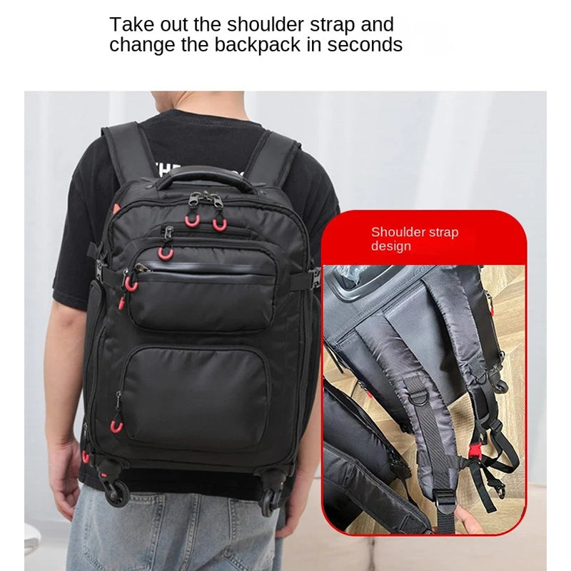 Wheeled Backpack Black Suitcase Oxford Trolley Bag Lightweight Luggage Cabin Male 18" 20" 24" Backpacks Waterproof Travel Bags