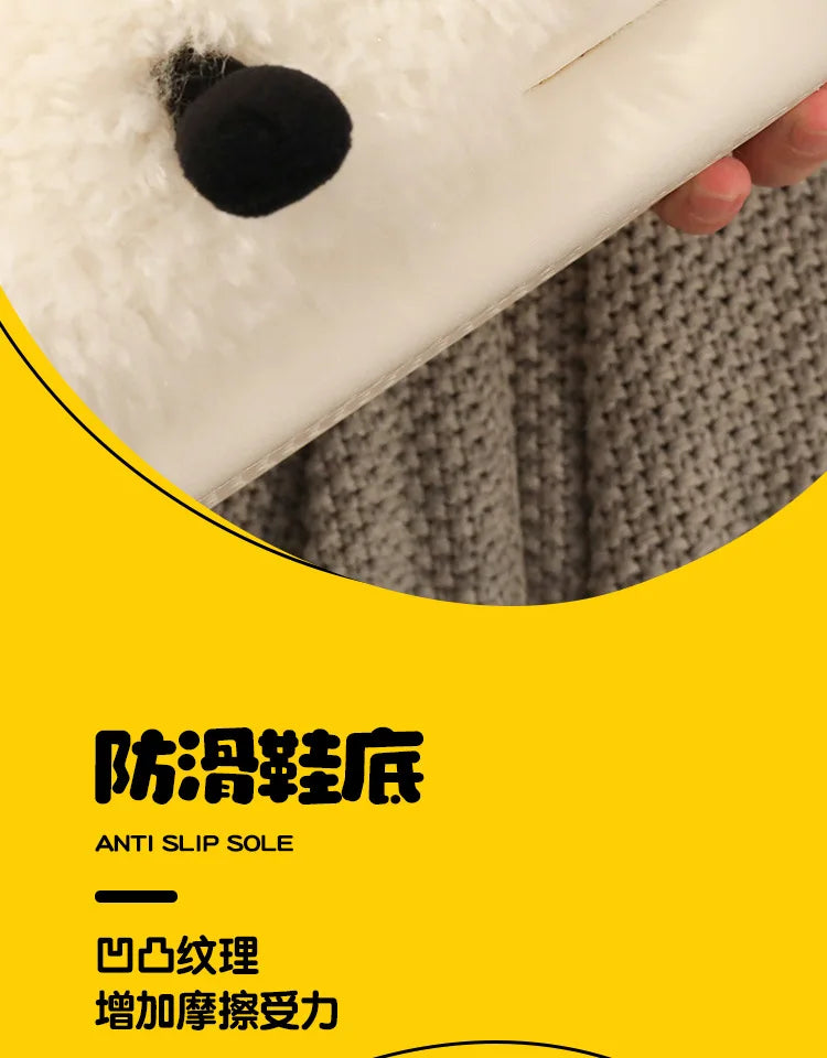 Winter funny beige white sheep slippers girls gift flurry slides women floor design slippers 2023 new arrival