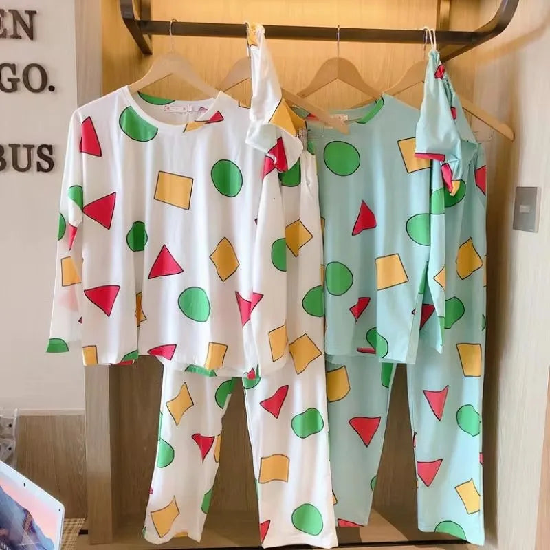 Pijama bărbat Sinchan Bumbac de primăvară Pantaloni cu mâneci lungi Seturi de pijamale japoneze pentru cupluri Lenjerie de dormit pentru bărbați și femei