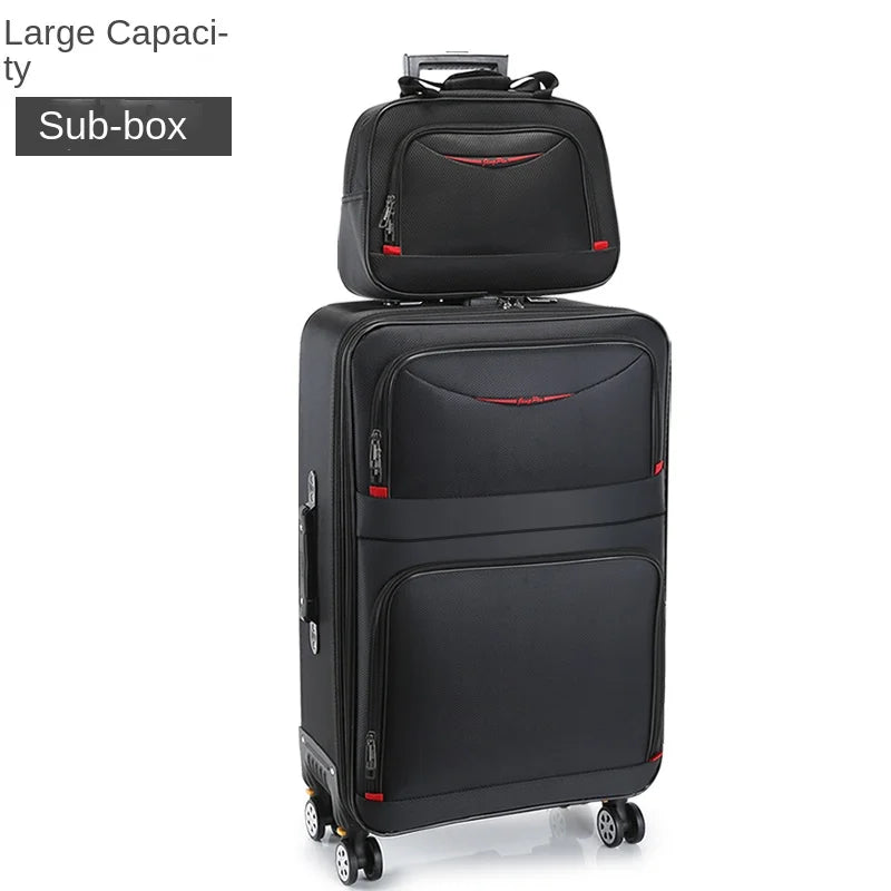 Set de troler de mare capacitate, carucior pentru studenti, rezistent la apa, roata detasabila, stofa Oxford, valiza de cabina cu blocare cu combinatie