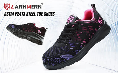 LARNMERN Safety Shoes for Women Anti-puncture Steel Toe Shoes Breathable Non Slip Work Shoes  Sneakers