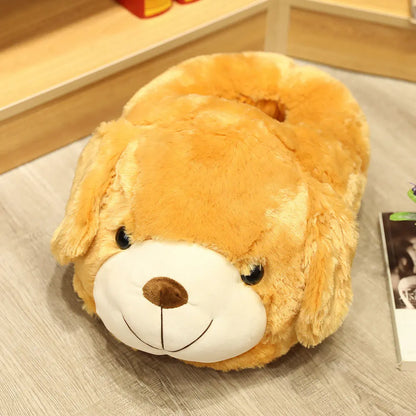 Winter Cartoon Home Big Feet Warm Women Slippers Dinosaur  Panda Pig dDog Foot Warmer Adult Shoes Computer
