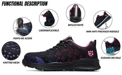LARNMERN Safety Shoes for Women Anti-puncture Steel Toe Shoes Breathable Non Slip Work Shoes  Sneakers