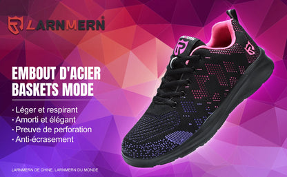 LARNMERN Safety Shoes for Women Anti-puncture Steel Toe Shoes Breathable Non Slip Work Shoes  Sneakers