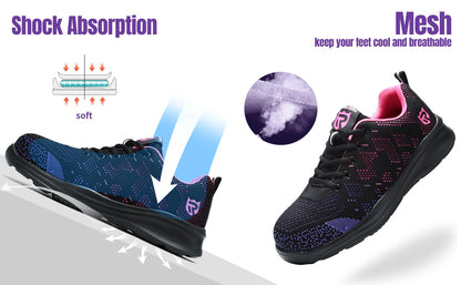 LARNMERN Safety Shoes for Women Anti-puncture Steel Toe Shoes Breathable Non Slip Work Shoes  Sneakers