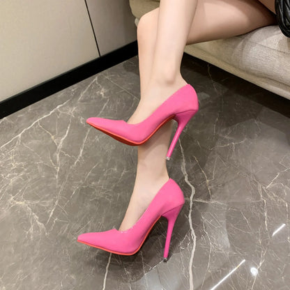 Women Pumps 2024 New Soft Leather High Heels Shoes for Women Fashion Pointed Toe Slip on Candy Colors Wedding High Heels Women